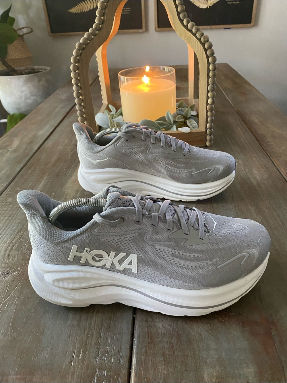 Hoka Clifton 10 Running Athletic Sneakers Shoes Mens 9 4E X Wide Stellar Grey - Picture 3 of 8